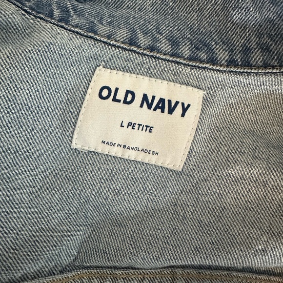 Old Navy Light Wash Distressed Denim Jean Jacket Women's Size L Petite Cotton - Picture 9 of 10